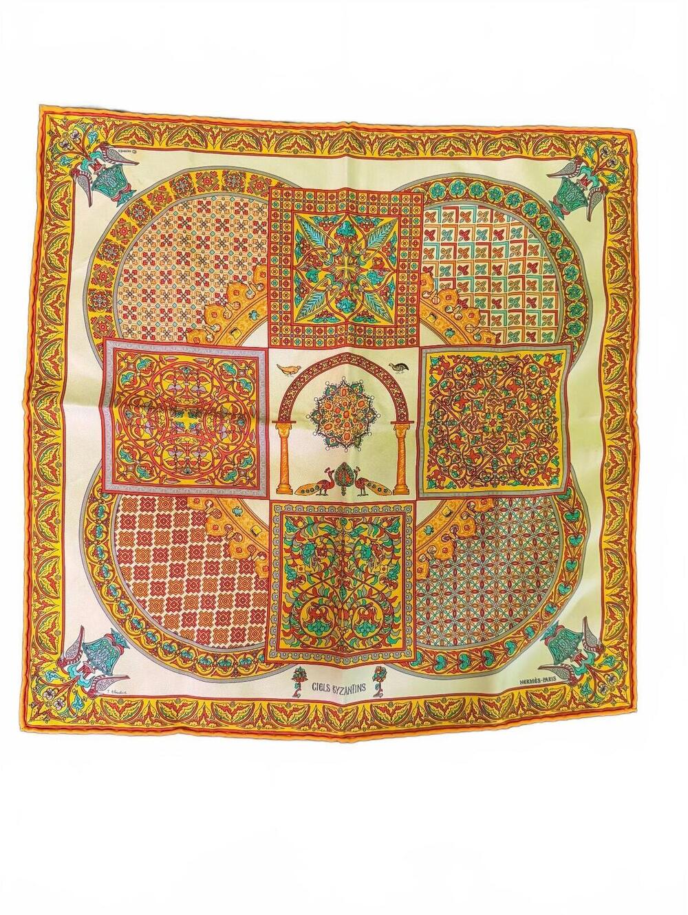 Hermès Paris Silk Scarf GIGLS BYZANTINS by S. Abadie 34x34 Inches